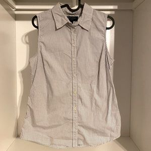 Tailored Pinstripe Sleeveless Button Up